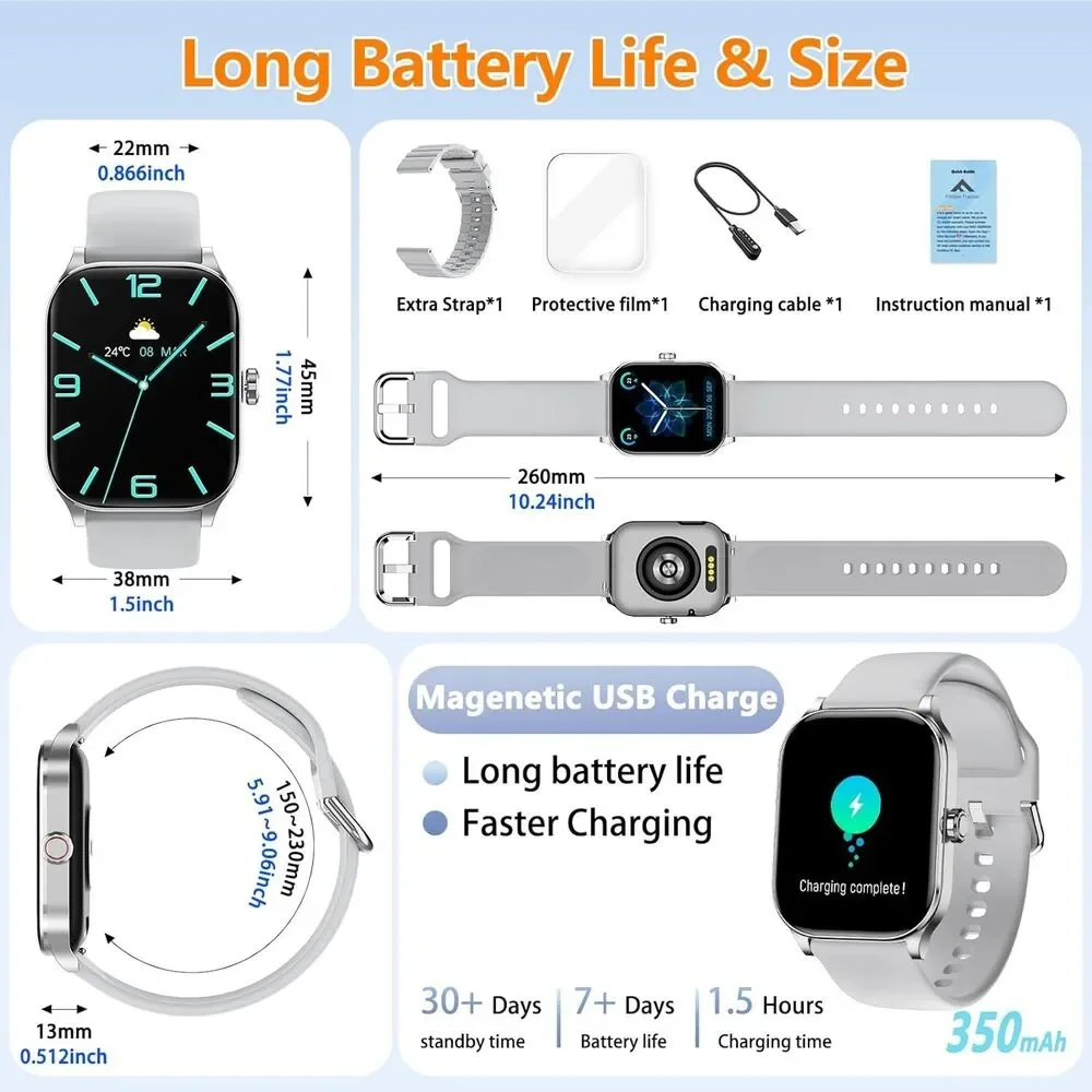 2025 Smart Watch For Men/Women, Waterproof Smartwatch Bluetooth Android/ iOS